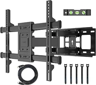 BONTEC TV Wall Bracket for 32-85 inch LED LCD, Swivel Tilt TV Wall Mount Full Motion, Heavy Duty Strong Solid Dual Arms up to 60KG, Max VESA 600x400mm, with HDMI Cable