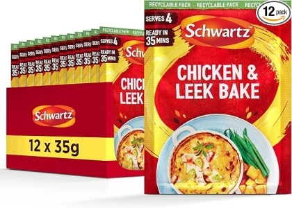 Schwartz Chicken & Leek Bake Recipe Mix 35g | Pack of 12 | No Artificial Colours or Flavourings | No Added Preservatives or MSG | Suitable For Vegetarians