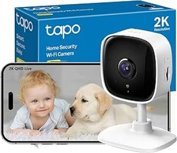 Tapo 2K Indoor Security Camera, Dog Camera,Baby Monitor, Motion Detection, 2-Way Audio,3MP, Night Vision, Cloud &SD Card Storage, Works with Alexa & Google Home, No Hub Required (Tapo C110)