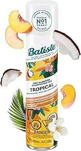 Batiste Dry Shampoo in Tropical 200ml, Coconut & Floral Fragrance, No Rinse Spray to Refresh Hair in Between Washes