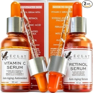 2 Facial Serum - Vitamin C and Retinol Serum for Face, Anti Aging Serums for Skin Care - Boosts Collagen, Reduce Fine Lines & Wrinkles and Restore Skin Vibriance, Day & Night Serum for Face