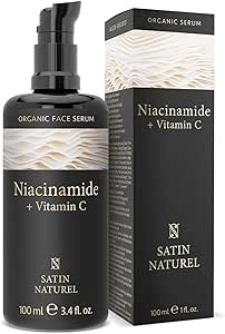 Niacinamide Serum 100ml, Enhanced with Vitamin C Serum for Face for Sensitive Skin - Face Serum with Aloe Vera - Brightening Serum - Collagen Serum for Face - Organic Skincare by Satin Naturel