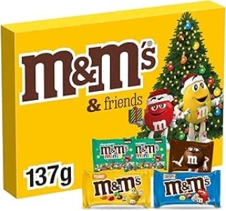 M&M'S & Friends Christmas Chocolate Gift Box, Christmas Gifts, Stocking Fillers, Chocolate Selection Box, 139g