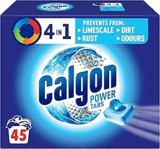 Calgon 4-in-1 Washing Machine Cleaner and Water Softener Tablets, Removes Limescale & Odours, Deep Clean, Units: 45 Tablets, Size: L Pack (Packaging May Vary)