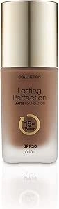 Collection Cosmetics Lasting Perfection Matte Foundation, Full Coverage, 27ml, Nutmeg