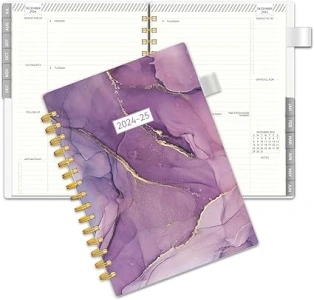 Weekly Notebook Planner 2024-2025, AIMPEAK Weekly Monthly Planner, Academic Planner To Do List runs from Jul.2024-Jun.2025 for Women, Monthly Tabs, Spiral Binding, Purple Marble, 5.5