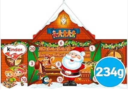 Kinder Chocolate Advent Calendar House, Christmas Advent 2024, Fine Milk Chocolate with a Milky Filling, Pack of 24 (234g)