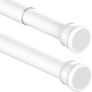 1PC Tension Rod No Drill Door Curtain Pole, Shower Pole Extendable for Shower Curtain, Windows, Door Curtain, Wardrobe, Bathroom 70-120Cm/27.56-47.24Inch(Diameter:25mm) White