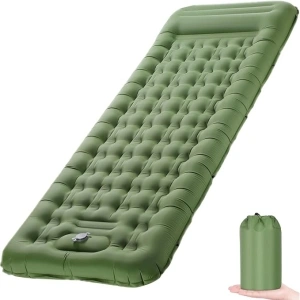 Self Inflating Camping Mat, 12CM Thicken Sleeping Mat with Foot Pump & Pillow, Ultralight Portable Camping Mattress Sleeping Pad Waterproof for Hiking, Outdoor, Camping, Travel 【76*25*5 Inch - Green】