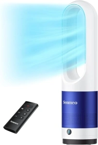 Senmeo Bladeless Fan, 22 inch Tower Fan with Remote, 8 Speeds, 90° Oscillation, 9 Hour Timer, LED Display with Auto Off, Easy to Clean, Portable Quiet Cooling Fan for Bedroom, Home, Office