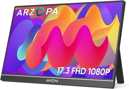 ARZOPA 17.3 Inch Big Portable Monitor, 1920×1080 FHD HDR IPS Kickstand Monitor for Laptop, HDMI USB C External Second Screen for PC/Mac/PS3/4/5/Xbox (A1M)