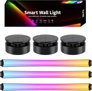 TOHETO RGB Wall Light, LED DIY Geometry Splicing Gaming Lights, Backlit Modular Wi-Fi Colour Changing Home Decor Light for Game Room, Bedroom, Party, Smart Light Bars Expansion Pack (3 Lines, Black)…