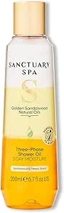 Sanctuary Spa Golden Sandalwood Three-Phase Shower Oil, 3 Day Moisture, Mineral Oil Free, Cruelty Free & Vegan, 250ml