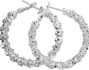 Amesii Women Jewelry Silver Plated Stars Hoop Earring