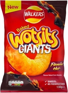 Walkers Wotsits Giants Sweet and Spicy Flamin Hot, Red, 130 g (Pack of 1), Packaging may vary