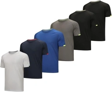 Bsrpolry 6pack Man Sports T Shirt Short Sleeve Crew Neck Gym Running Breathable Athletic Shirts Short Sleeve Sport Tops