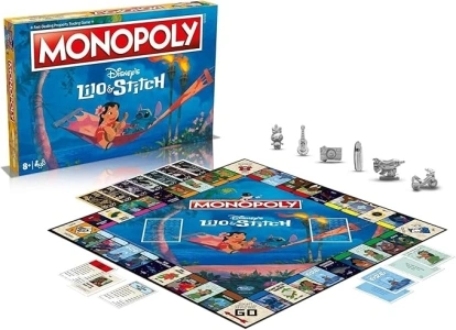 Winning Moves Lilo and Stitch Monopoly Board Game , Embark on an out of this world journey with Lilo, Stitch, Nani, Jumba and many more, Great family Disney game for ages 8 and up