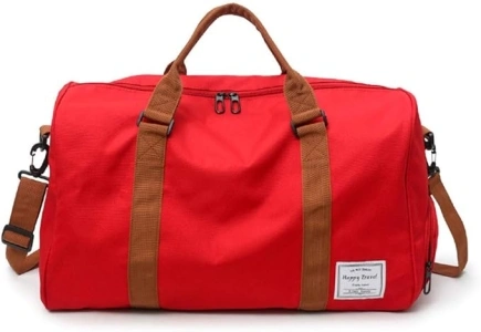 MOLLYGAN Travel Duffel Bag Large Capacity Yoga Gym Bag Durable Duffle Sports Bag with Shoes Compartment Tote Bag for Men and Women, Red