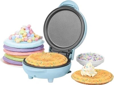 Giles & Posner EK4215GSBL Pastel Compact Mini Snack Maker, Non-Stick & Easy Clean 11.5cm Plate, Party Treat & Breakfast Cooker, Make Pancakes, Cookies & Ice Cream Sandwiches, 550W, Sorbet Blue