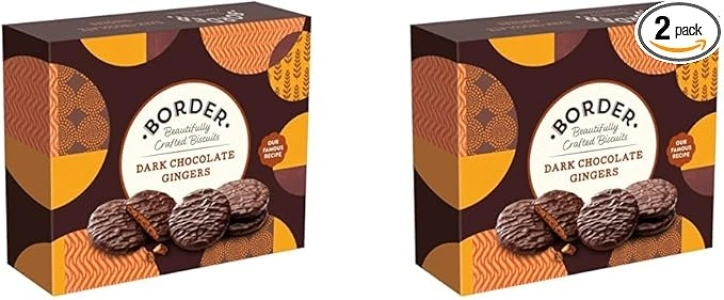 Border Luxury Biscuits - Dark Chocolate Gingers - made with Expertly Sourced Ginger & Rich Chocolate - Box to Share - 255g (Pack of 2)