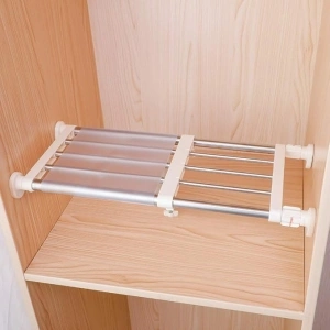 Hershii Closet Tension Shelf & Rod Expandable Metal Storage Rack Adjustable Organizer DIY Divider Separator for Cabinet Wardrobe Cupboard Kitchen Bathroom 40-60cm