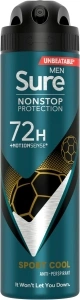 Sure Men Sport Cool Nonstop Protection Anti-perspirant Deodorant Aerosol MotionSense technology anti-perspirant deodorant spray 72h protection against sweat and odour 150 ml