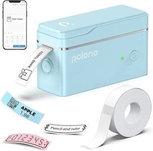 POLONO Label Maker Machine, P31 Portable Bluetooth Label Printer Wireless Handheld Sticker Maker with Tape Mini thermal printer for Organizing Storage Barcode Office Home, Blue