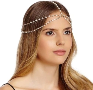 AUTUUCKEE Bridal Rhinestone Headbands, Crystal Hair Chain Jewelry, Adjustable Sparkling Rhinestone Headbands, Suitable for Wedding Prom Party Daily Wear(Gold)