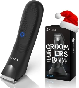 VIKICON Balls Trimmer Men, Pubic & Body Hair Trimmer Men, IPX7 Waterproof Body Groomer w/Light & Ceramic Blade, Body Shavers for Private Parts, Electric Male Razor, USB-C Charging, Gifts for Him Dad