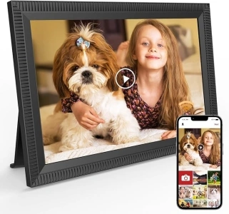 Immver 10.1-inch WiFi Digital Photo Frame Built in 32GB Memory, 128GB Memory Card Expansion Support, 1280x800 IPS Touch Screen, Auto Rotate, Share Photos Videos Instantly with the Frameo App