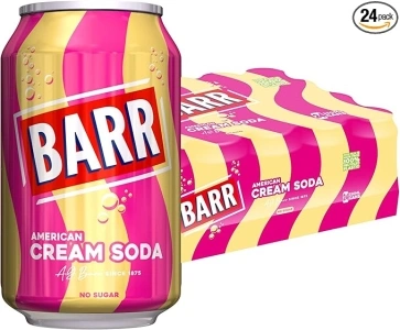 BARR since 1875, 24 Pack American Cream Soda, Zero No Sugar Sparkling Soft Drink with a Creamy Taste of American Cream Soda, 