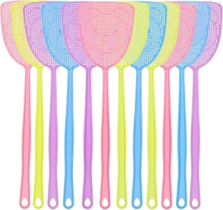 12 Pcs Fly Swatters Plastic Fly Swats Manual Insect Mosquito Wasp Pest Control Flexible Fly Swatter For Home Travels (4 Colors)