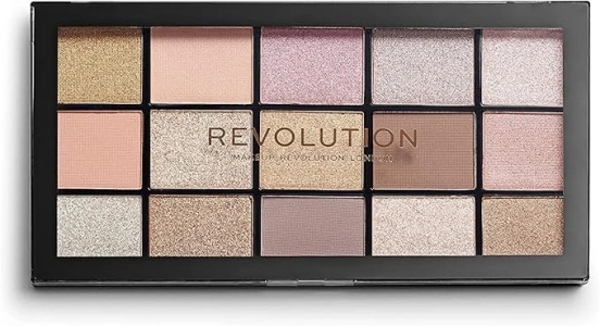 Revolution Beauty London Reloaded Eyeshadow Palette, Metallic and Matte Eye Colours, 15 Shades, Fundamental, 16.5g