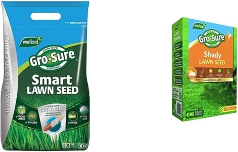 Gro-Sure Aqua Gel Coated Smart Grass Lawn Seed, 80 m2, 3.2 kg & Shady Lawn Seed, 10 m2, 300 g