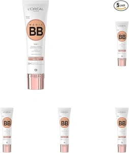 L'Oréal Paris Magic BB Cream with SPF 20, 5-in-1 Skin Tint with Vitamin B5 and Vitamin E, Lightweight Hydrating Formula Adapts to Skin Tone for a Natural Glowy Finish, 30 ml, Shade: 04 Medium