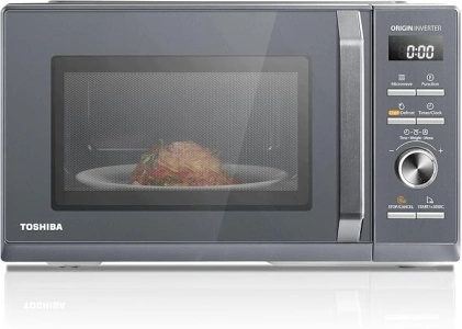 Toshiba 25L 3-in-1 900W Microwave Oven in a Stunning Sleek Morandi Grey Colour, With Origin Inverter, Chef Defrost, Microwave, Grill, Combi, 10 Power Levels, 7 Auto Menus, Easy Clean, MW3-AG25PFI(MG)