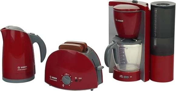 Theo Klein 9580 Bosch Breakfast Set I Kitchen set consisting of toaster, coffee machine and kettle I Packaging dimensions: 44.5 cm x 13 cm x 24.5 cm I Toy for children aged 3 years and up, Multi - Colored, 9580-TK