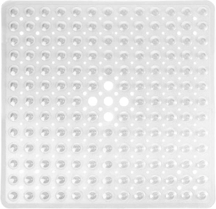 Yimobra Square Shower Mat, Non Slip Bathtub Mats with Suction Cups, Drain Holes, Machine Washable, 53 x 53 cm, Clear