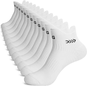 Gogogoal Sports Running Socks Men Women Ankle/low-cut Compression Cushioned White Black Breathable Cotton Performance Athletic Trainer Socks 6 Pairs