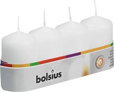 BOLSIUS Pillar Candles (60/40mm), White (Tray of 4), 103612566702