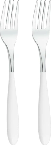 Grunwerg 2DF650W Yin & Yang Dessert Forks, 18/10 Stainless Steel, White