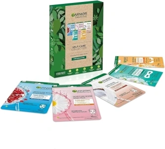 Garnier Sheet Masks Self-Care Collection, Gift Set With 5 Face & Eye masks, Pampering Beauty Gift For Her, Christmas Gifts for Men & Women, Vegan & Biodegradable Sheet Masks