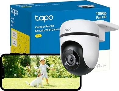 Tapo 1080p Full HD Pan/Tilt WiFi Outdoor Security Camera, 360° Smart Person/Motion Detection, IP65 Weatherproof, Night Vision, Cloud &SD Card Storage, Works with Alexa & Google Home (TC40)