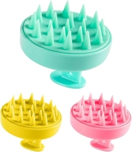 yeijucw 3PCS Scalp Massager Shampoo Brush, Soft Silicone No Flaky Scalp Brush for Wet or Dry Hair, Head Scrubber Scalp Exfoliator Anti Dandruff Brush