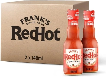 Frank's RedHot Original Cayenne Pepper Sauce 148 ML, Pack of 2, Hot Chilli Sauce, Bursting with Fiery Heat and Delicious Flavours, No Artificial Colours Flavourings or Preservatives