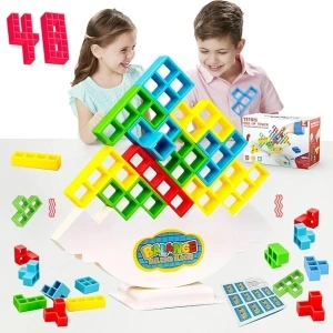 71Nmly Tetra Tower Balance Game Tower Balance Stacking Team Building Blocks Board Game Stress Relief Toy DIY Swing Stack High Balance Toy Puzzle Stacking Blocks Interactive Toy Gift for Kid (48PCS)