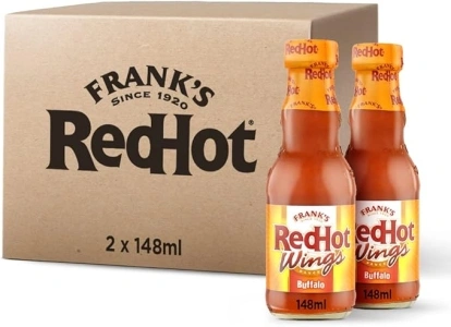 Frank's RedHot Buffalo Wings Sauce 148 ML, Pack of 2, Hot Chilli Sauce, Irresistible Taste, Vegan & Non-Vegan Cuisine, Perfect for Chicken Wings, Burritos, and Fajitas