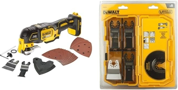 DEWALT DCS355N-XJ 18V Li-Ion Cordless Brushless Oscillating Multi-Tool & DT20705-QZ Oscillating Multi-Tool Accessory Set in Tough Case