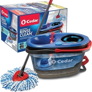 O-Cedar EasyWring RinseClean Microfiber Spin Mop & Bucket Floor Cleaning System, Grey