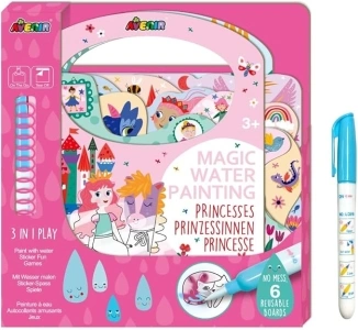 Avenir Magic Water Painting | Creative Water Painting in Princess Themes | Mazes, Spot The Difference, Hide and Seek | Stickers, Games & Painting | Children 3 Years +